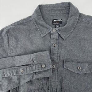 Outdoor Research Button Shirt Mens Feedback Flannel Twill Gray Large Heavy